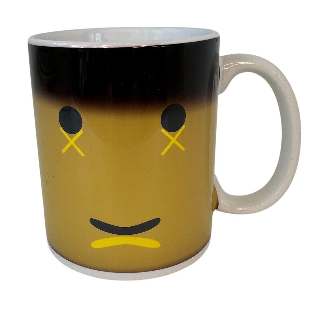 Dead Smiley Sad Face Ceramic Mug Tea Coffee Cup 10oz Black & Yellow Heat Activat